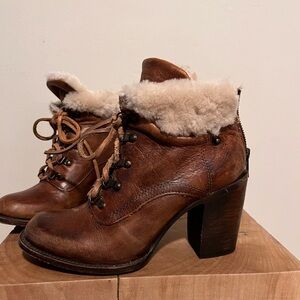 Freebird Lace up shearling booties